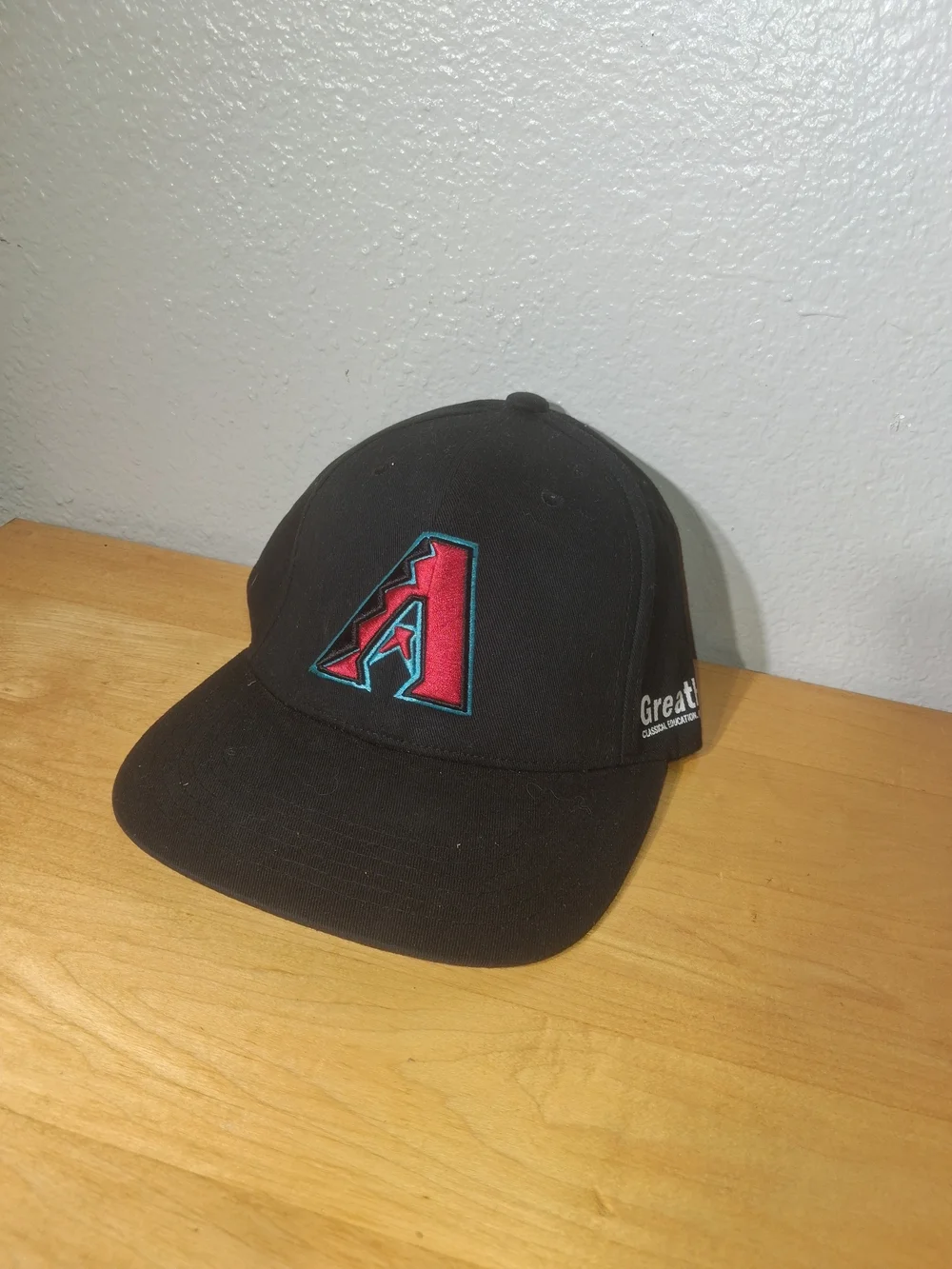 Black Baseball Cap with Red & Teal Arizona A Logo